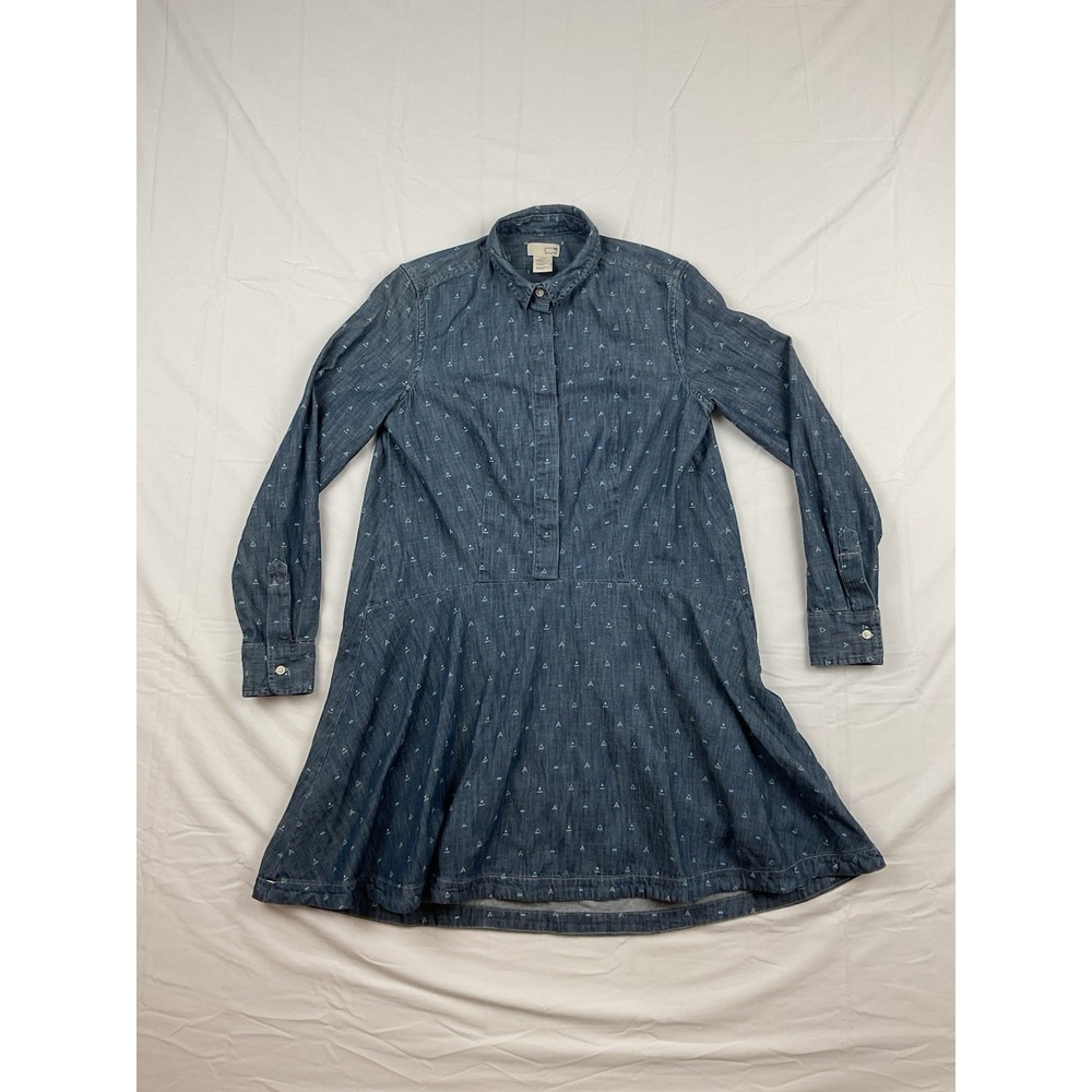 Levis Denim Shirt Dress Womens Medium Chambray Button Up Western‎ Cottagecore